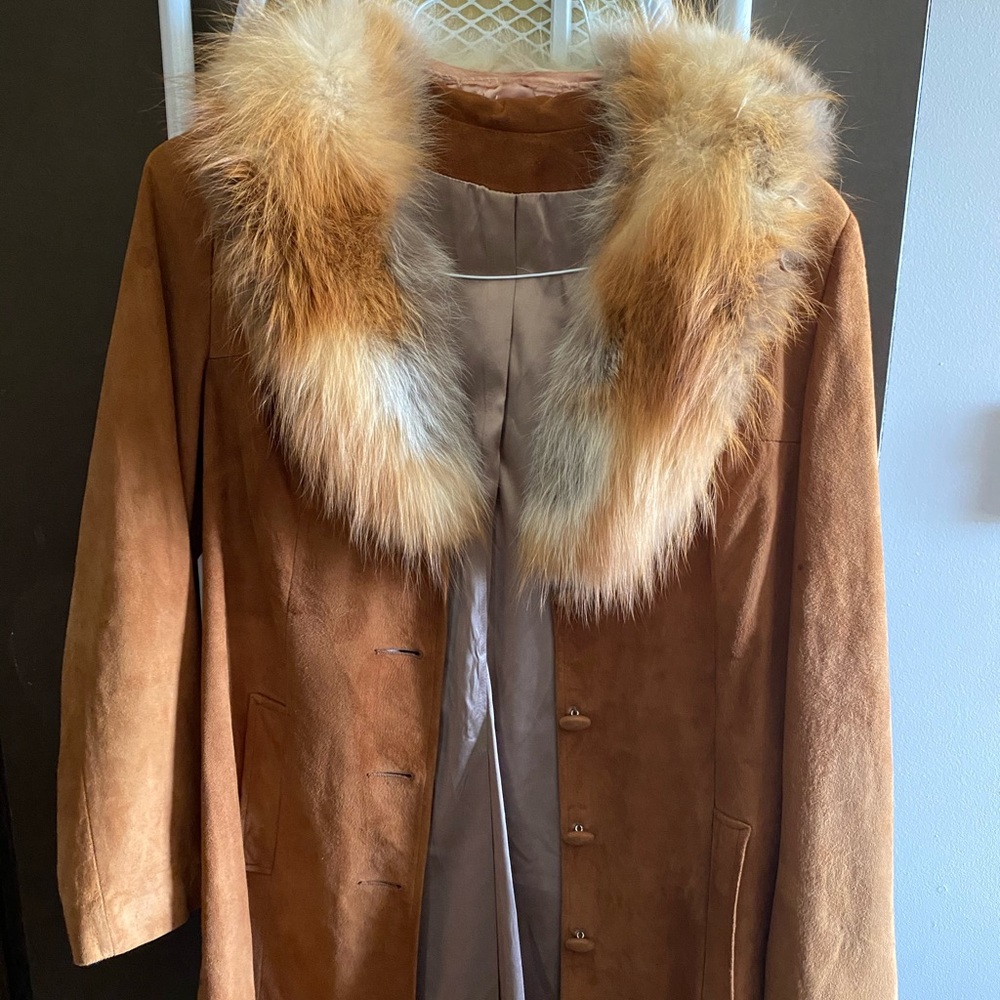 Long suede and fur jacket